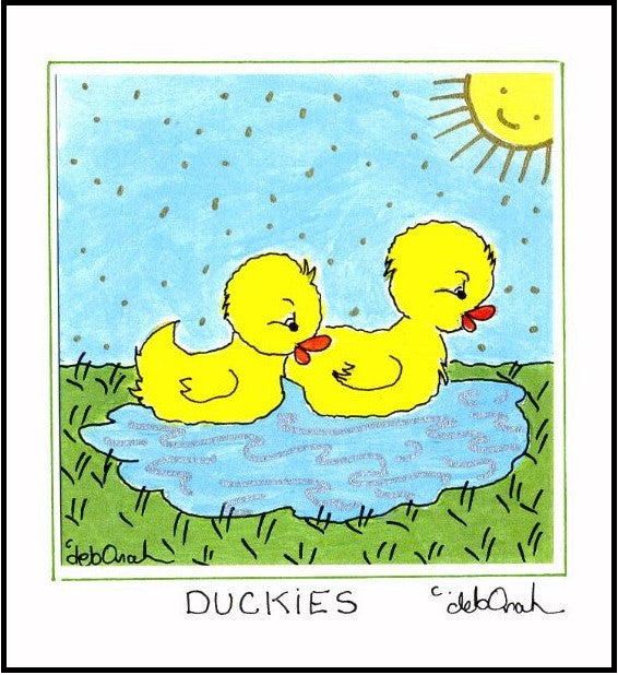 BABY DUCKS - Farm Animal Theme Nursery Decor - Framed SQUARE Art Print - art by debOrah