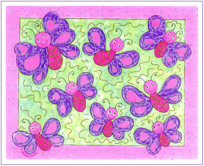 BUTTERFLY GIRL FRIENDS -  8" x 10" Art Print, Hand-Decorated, Limited-Edition - art by debOrah