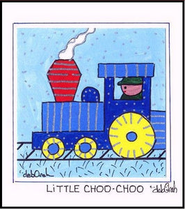 LITTLE CHOO CHOO - TRAIN - Framed SQUARE Art Print - art by debOrah