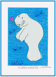 FLORIDA MANATEE  -  5" x 7" Art Print, Hand-Decorated, Limited-Edition - art by debOrah