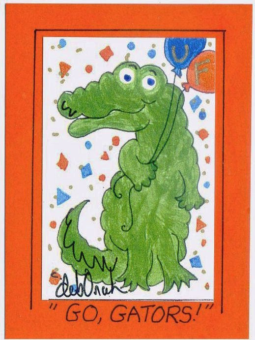 GO, GATORS! - UF University of Florida Alligator Art Print in a Magnet - art by debOrah