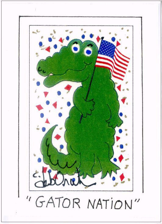 GATOR NATION - University of Florida UF Alligator Art Print in a Magnet - art by debOrah