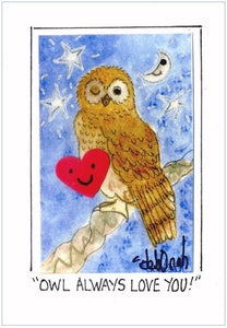 OWL ALWAYS LOVE YOU! - Folk Art Bird Print in a Magnet - art by debOrah