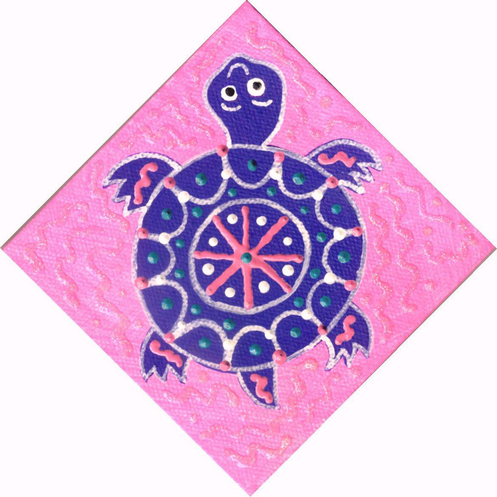Baby Purple Turtle - Square Painting on Canvas - art by debOrah