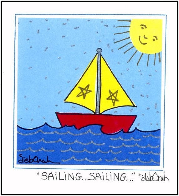 SAILING...SAILING.. - SAILBOAT - Framed SQUARE Art Print - art by debOrah