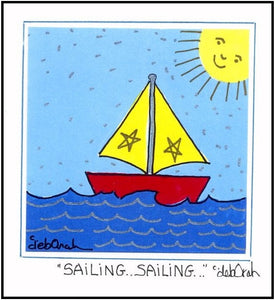 SAILING...SAILING.. - SAILBOAT - Framed SQUARE Art Print - art by debOrah