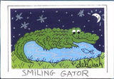 SMILING GATOR -  Florida Alligator Folk Art Print in a Magnet - art by debOrah