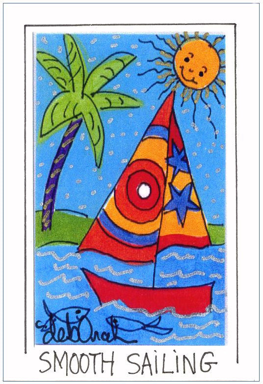 SMOOTH SAILING -  Sailboat Art Print in a Magnet - art by debOrah