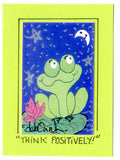 THINK POSITIVELY! - Folk Art Frog Print in a Magnet - art by debOrah