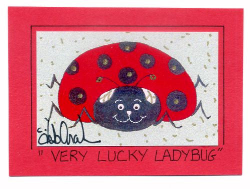 VERY LUCKY LADYBUG - Art Print in a Magnet - art by debOrah