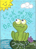 LOOK ON THE BRIGHT SIDE - Miniature Folk Art Frog Painting on Canvas - art by debOrah