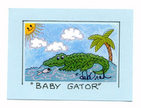 BABY GATOR - Alligator Art Print in a Magnet - art by debOrah