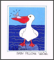 BABY PELICAN - SQUARE Art Print FRAMED - art by debOrah