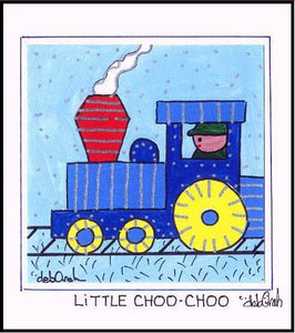 LITTLE CHOO CHOO - TRAIN - Framed SQUARE Art Print - art by debOrah