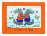 Gators in Love - UF University of Florida Alligator Art Print in a Magnet - art by debOrah