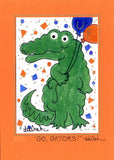 GO, GATORS ! - University of Florida UF Alligator 5" x 7" Art Print, Hand-Decorated, Limited-Edition - art by debOrah
