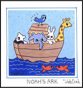 NOAH'S ARK- Bible Story - Animals - Framed SQUARE Art Print - art by debOrah