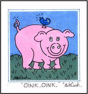 BABY PIG - Farm Animal Theme Nursery Decor - Framed SQUARE Art Print - art by debOrah