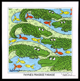 PAYNES PRAIRIE PARADE  - Florida Alligators - 8" x 8" Hand-Decorated, Limited-Edition SQUARE Art Print - art by debOrah