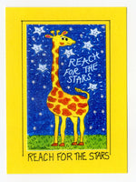 REACH FOR THE STARS ! - Giraffe Art Print in a Magnet - art by debOrah