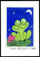 THINK POSITIVELY ! -  Motivational Frog Folk Art  5