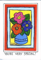 YOU'RE VERY SPECIAL! - Folk Art Flowers Print in a Magnet - art by debOrah