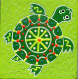 Baby Avocado-Green Turtle - Square Painting on Canvas - art by debOrah