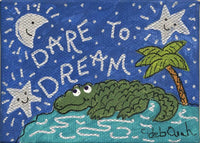 DARE TO DREAM - Miniature Folk Art Alligator Painting on Canvas - art by debOrah