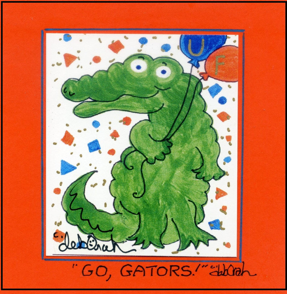 GO, GATORS ! - UF University of Florida Alligator - Square Art Framed Print - art by debOrah